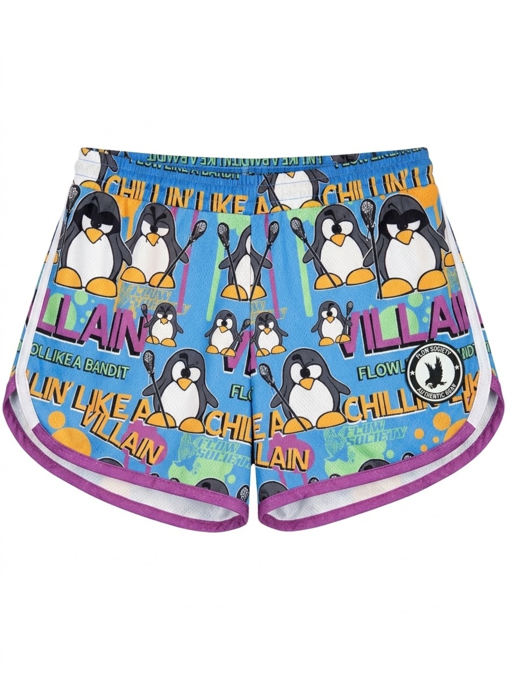 Flow Society Girls Youth Chillin Villain Lacrosse Shorts Blue Penguin -Large